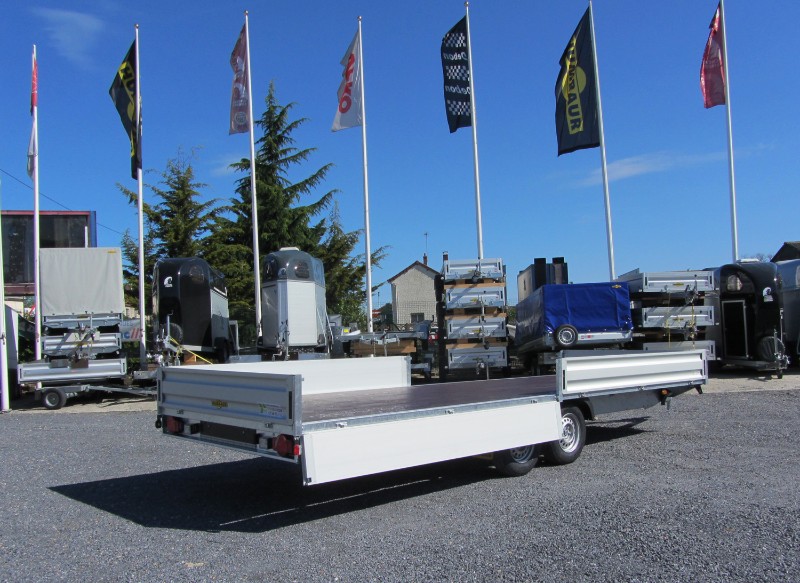 Remorque plateau - Humbaur HT 306221 GR - 2 essieux, roues dessous, ridelles alu, 3000 kg PTAC_1