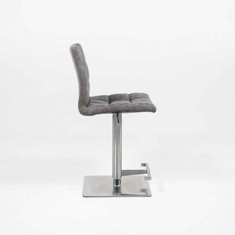 Tabourets de bar réglables et pivotants - coque rembourrée - métal chromé et acier brossé_1