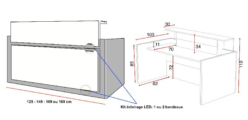 Bureau d'accueil 1 personne Avant - Ofitres - 129, Blanc, Non, Beige brillant_1