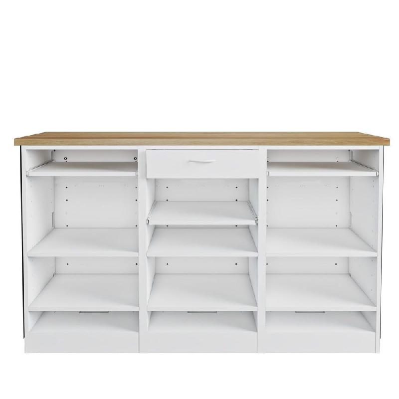 Comptoir Minimaliste DP finition chêne clair et noir L172xP58xH100cm_1