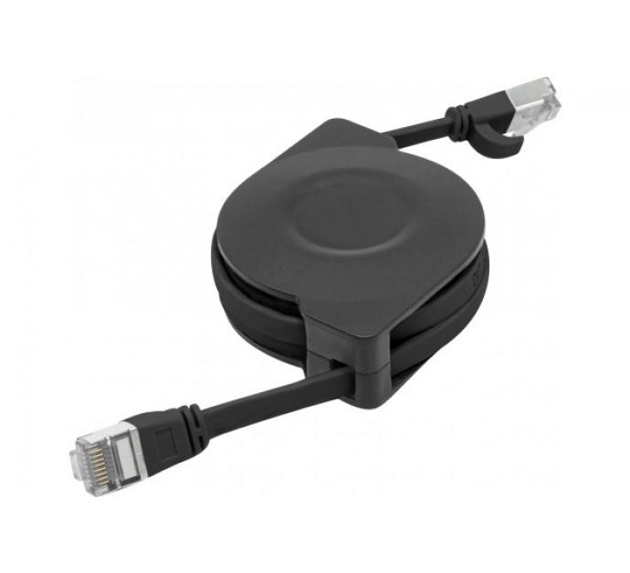 Cordon RJ45 catégorie 6A U/FTP rétractable noir - Plat - 1,50 m - Blindage individuel par paire - Débit jusqu'à 10 Gbps_1