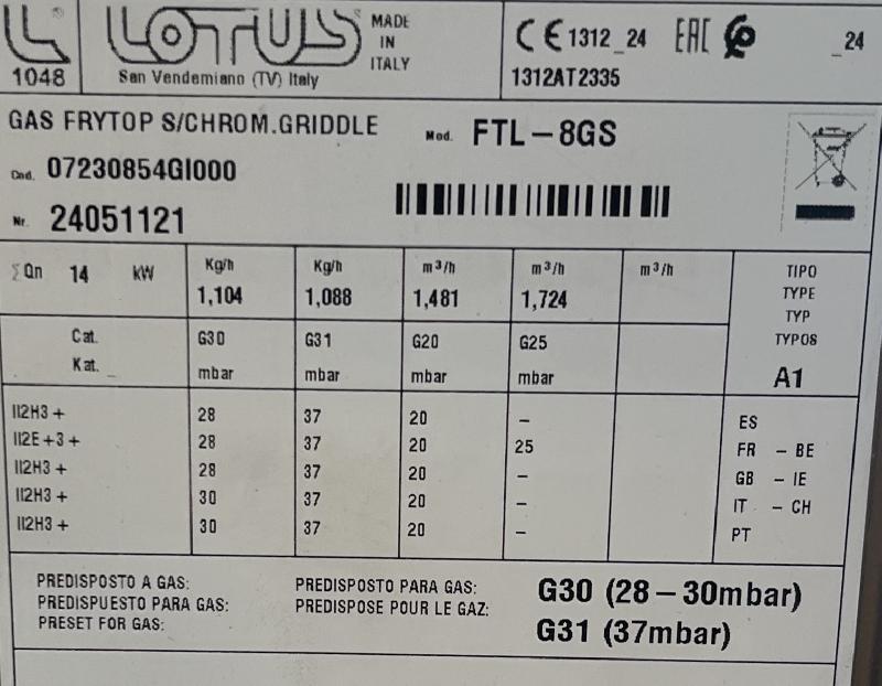 Fry-Top à gaz lisse en CHROME - Série 650 - L800 | Lotus - Neuve avec choc transporteur - FTL-8GS-AV_1