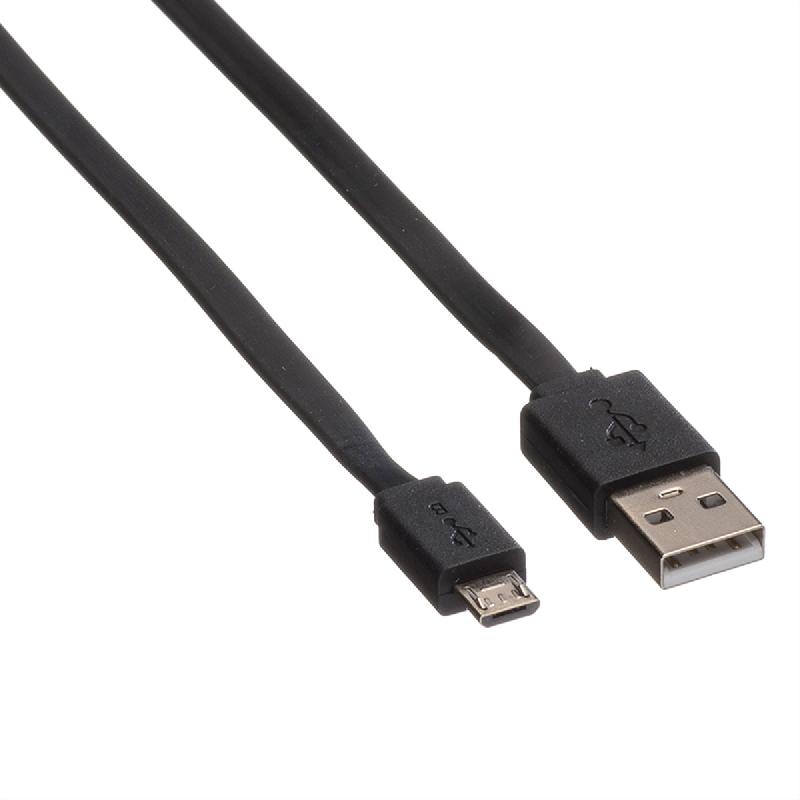 ROLINE Câble USB 2.0, USB A mâle - Micro USB B mâle, noir, 1 m_1