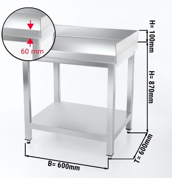 Table en inox 60x60 cm avec 2 rebords (arrière et à droite) + étagère_1