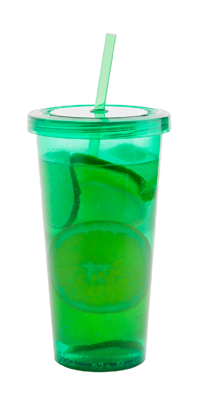 Mug en plastique transparent - 750 ml avec couvercle et paille colorés_1