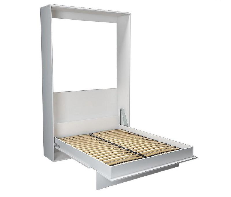 Lit escamotable blanc mat pour couchage 140x200 cm