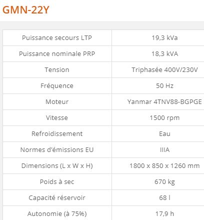 GMN-22Y Groupe électrogène industriel - Generac - 19,3 kVA - Moteur diesel conforme normes IIIA européennes_1