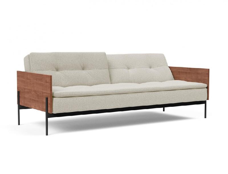 Innovation Living - Canapé-lit design Dublexo Lauge Mixed Dance Natural convertible 115x210 cm - Accoudoirs noyer et métal noir_1