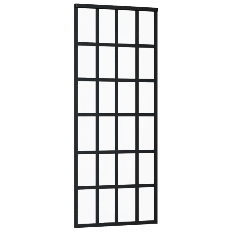 Vidaxl porte coulissante verre esg et aluminium 76x205 cm noir 151020_1