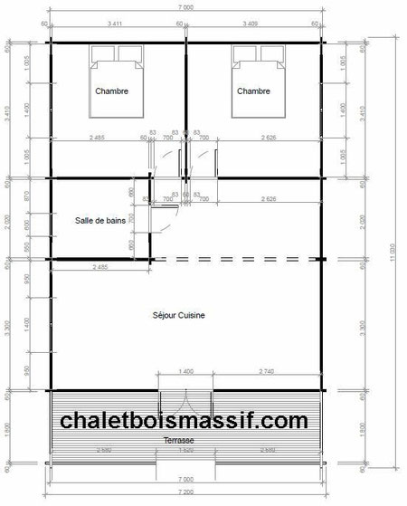 Chalet en bois plain-pied vosges / 73 m² / en kit / toit double pente_1