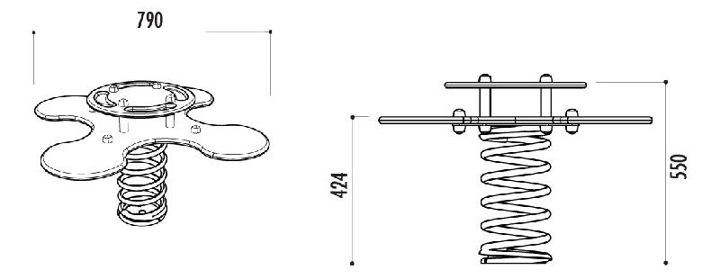 Jeu Ressort Trèfle pour Enfants de 1 à 12 ans en Polyéthylène UV - Modèle Dauphin, Éléphant, Poisson_1