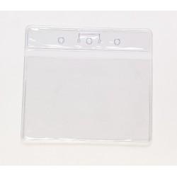 PORTE-BADGE 103x90mm - Référence : IDP41 - Lot de 100 - Pochette souple en vinyle cristal avec perforation universelle_1