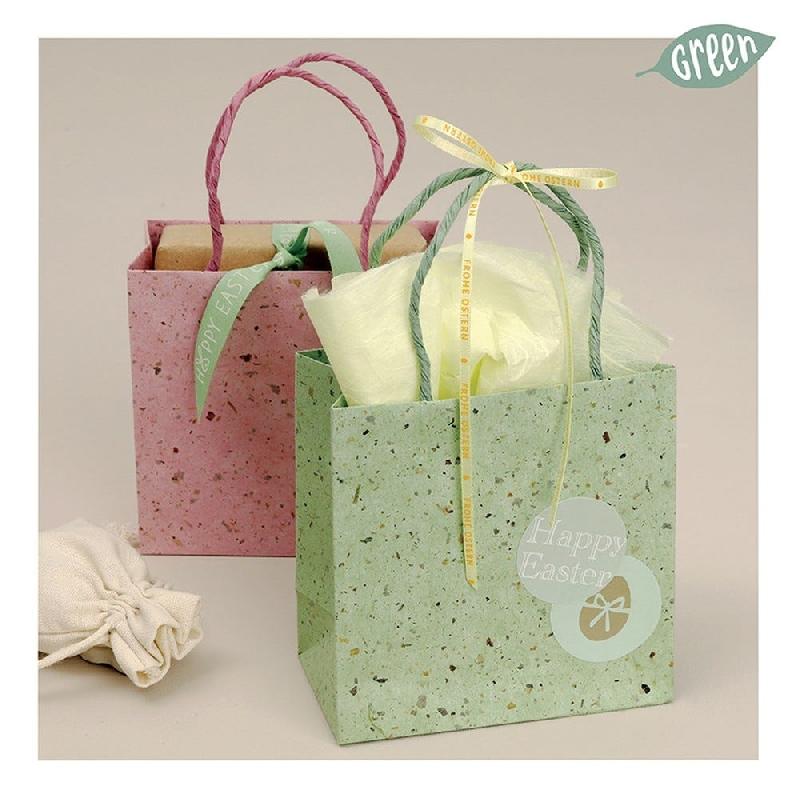 Sac papier coquille d'oeuf rose 12x6x12cm_1