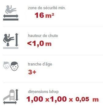 Trampoline pour aires de jeux collectivités - conforme EN1176 - Référence BT90002 - 1m x 1m avec système d'ouverture inférieure_1