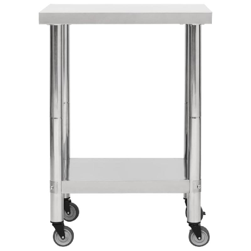 Vidaxl table de travail de cuisine avec roues 60x45x85 cm inox 51632_1