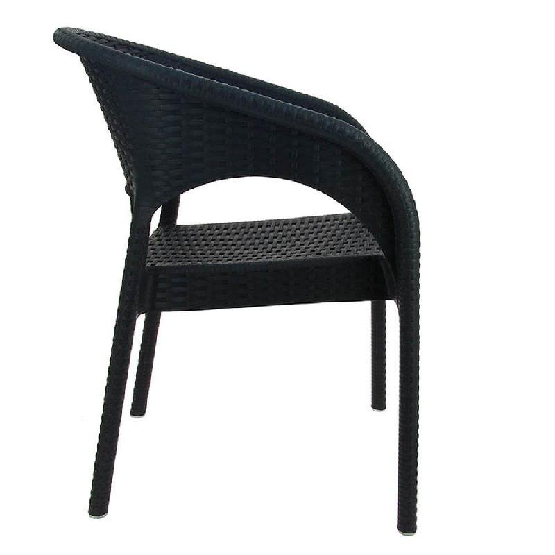 Fauteuil empilable d'extérieur en résine Panama coloris gris foncé_1