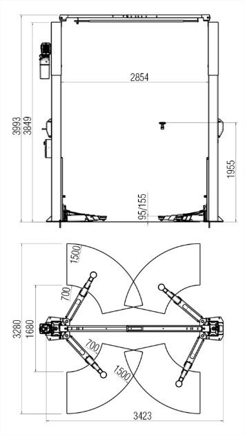 Pont elevateur hydrau. 2 colonnes 3.6t tx36w_1