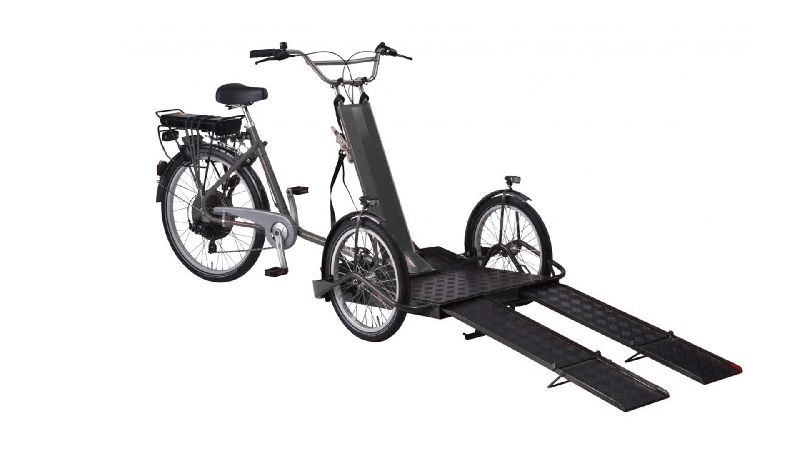 Triporteur électrique gris anthracite pour transporter un fauteuil roulant - Freins hydrauliques, moteur puissant 65 Nm_2