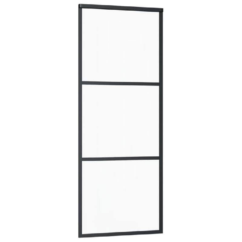 Vidaxl porte coulissante et quincaillerie esg verre/aluminium 76x205cm 3081938_1