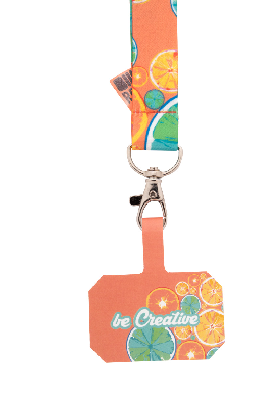 Bracelet personnalisable en RPET - avec mousqueton en métal et pochette téléphone imprimée_1