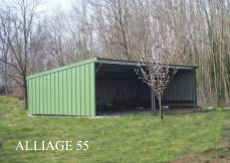 Abri de stockage alliage 55 / structure en acier / toiture en bacacier / bardage en bacacier / avec fondation / 5 x 5.36 x 2.70 m_1