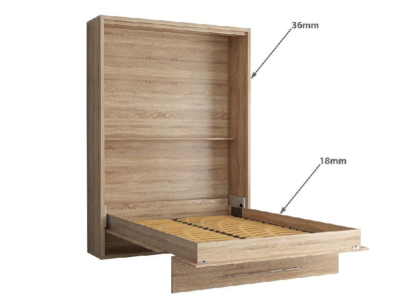 Armoire lit escamotable Mykonos - chêne naturel et beige - couchage 140x200 cm - ouverture assistée_1