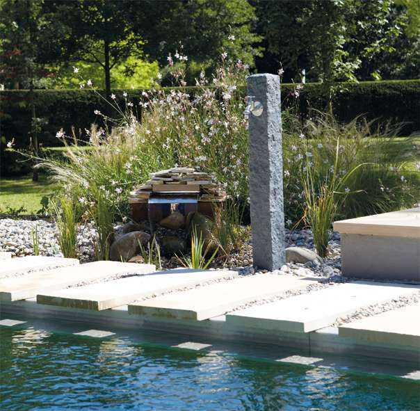 Fontaine à boire granit en PE - gris foncé avec robinet laiton 3/4_1