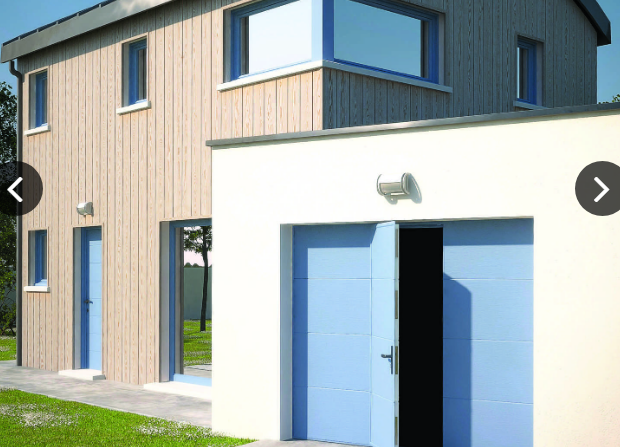 Porte de garage sectionnelle maori / motorisée / ouverture plafond / en acier / avec portillon et hublot / isolation thermique / étanche à l'air_1