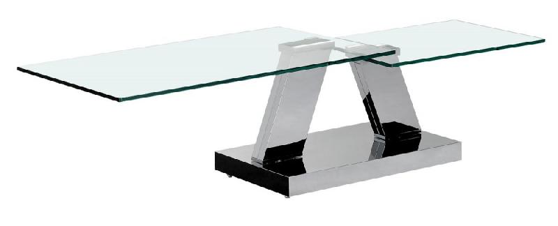 Table basse OPEN à plateaux pivotants en verre trempé 12mm - piétement chromé design moderne_1