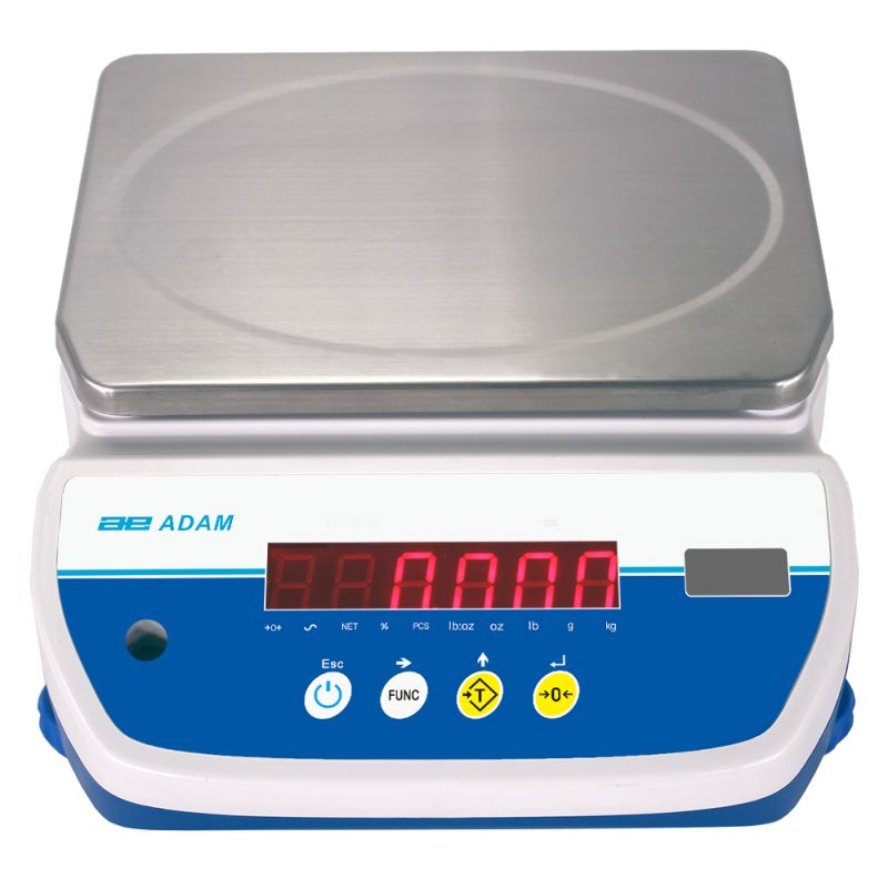 Aqua - balances commerciales lavables - AE Adam - 4kg à 32kg - IP67, double affichage LED et plateau inox_1