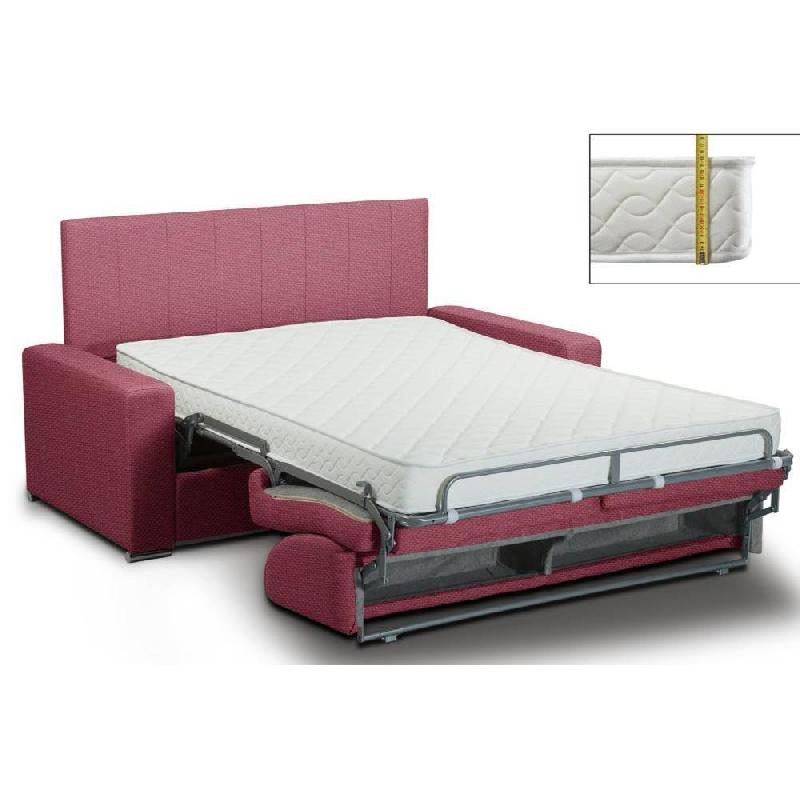 Canapé lit 3 places express - Lattes Renatonisi - 140 cm - Tête de lit intégrée - Rouge - Matelas 16 cm - Fabrication italienne_1