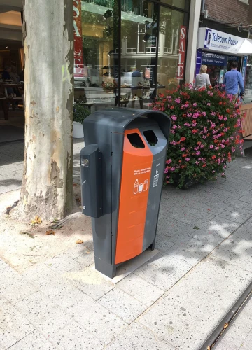 Poubelle d'extérieur 2x50 litres - binsolumn - acier galvanisé thermolaqué, résistante au vandalisme_1