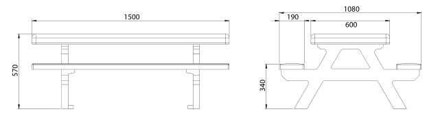 Table de pique-nique pour enfants - plastique recyclé - 150 x 108 x 57 cm - coloris variés_1