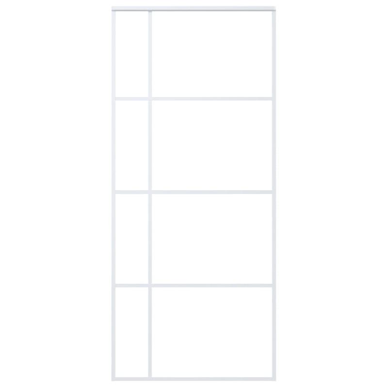 Vidaxl porte coulissante verre esg dépoli et aluminium 90x205 cm blanc 151685_1