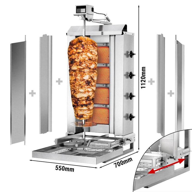 Grill Döner kebab gaz 4 brûleurs max 60 kg mobile avec tôle de protection - moteur en haut_1