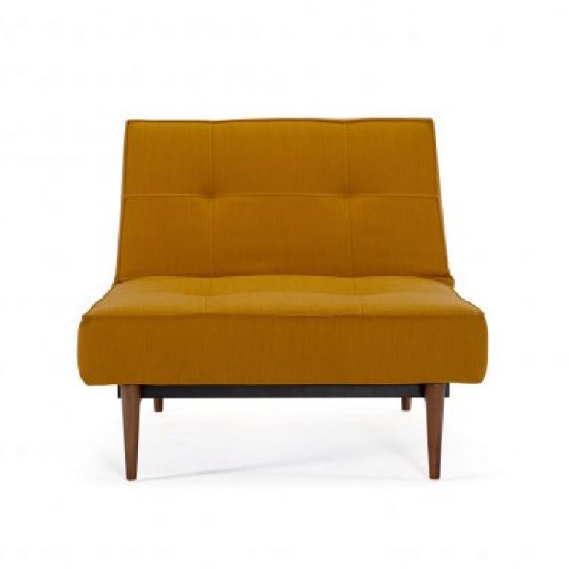 Innovation Living - Fauteuil convertible Splitback Styletto - Lit 90x115 cm - Pieds fuseau noyer - Tissu Elegance Burned Curry_1