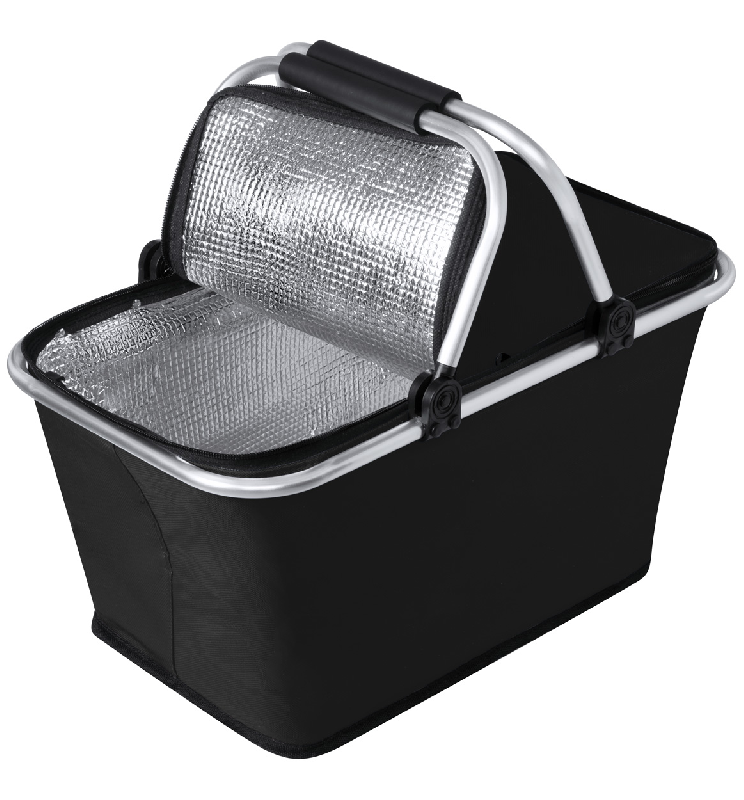 Glacière pique-nique pliable - cadre aluminium - poignées rembourrées - polyester 600D - couleur noire_1