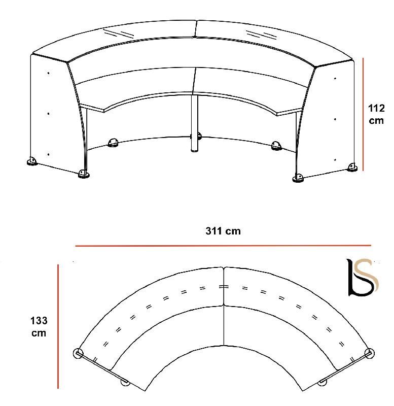 Banque d'accueil courbe Glass - Quadrifoglio. - Blanc_1