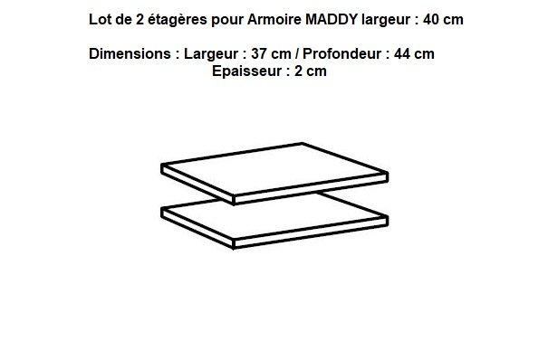 Lot de 2 étagères pour rangement Maddy - L 40 cm - Panneaux agglomérés - Décor Linegrey_1