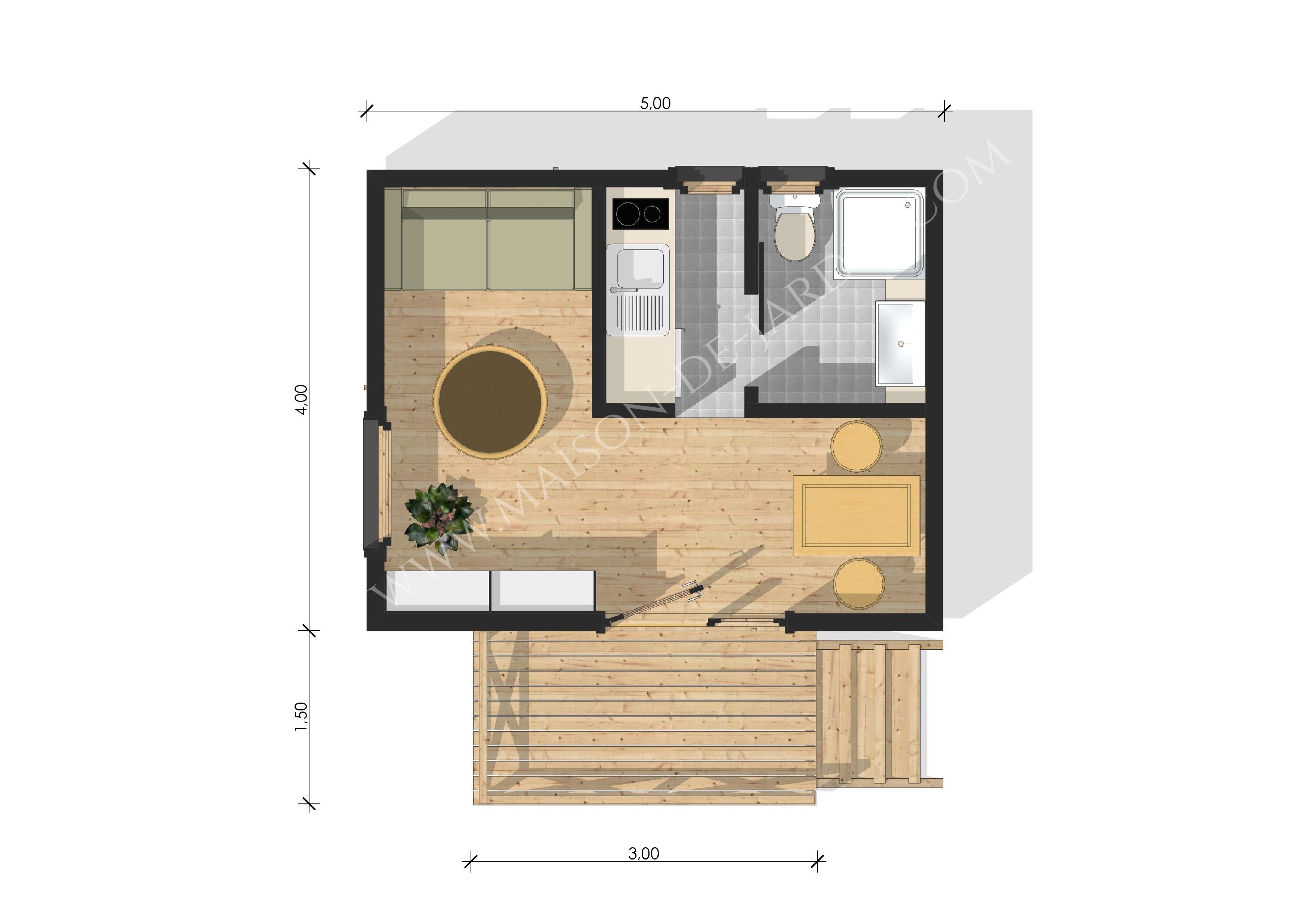 Studio de jardin isolé - maison de jardin avec ossature bois - Marseille 20 m²_1