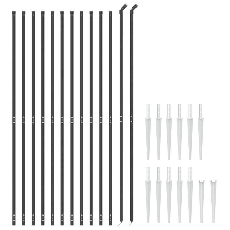 Vidaxl clôture en treillis métallique et ancrage anthracite 2x25 m 154286_1