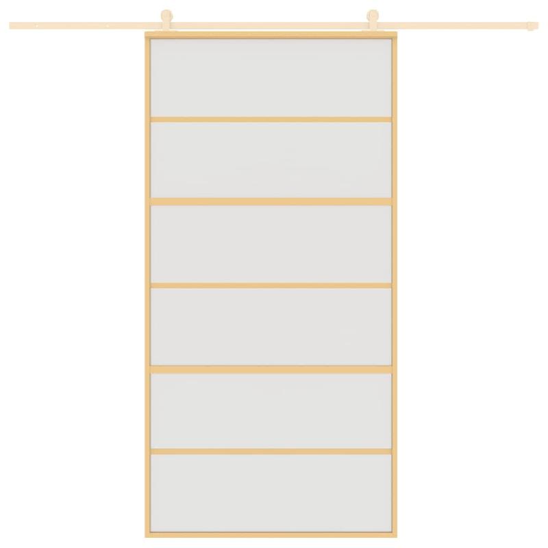 Vidaxl porte coulissante doré 102,5x205 cm verre esg dépoli aluminium 155165_1