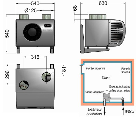 Climatiseur de cave à vin Wine IN25 - WineMaster Fondis - 25m3 - Silencieux et économe en énergie_1