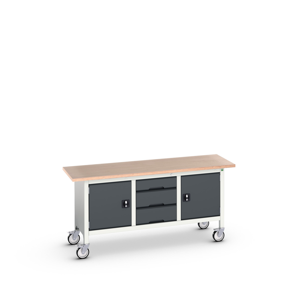 Établi Verso Monobloc Roulant Mpx - 3 tiroirs, 2 portes - LxPxH : 1750x600x830mm_0