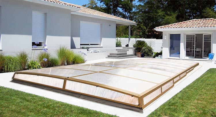 Abri piscine bas Aurora / télescopique / en aluminium et polycarbonate_1