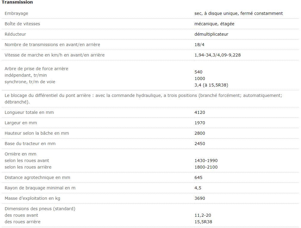 Belarus 92 - Tracteur agricole MTZ Belarus - Diesel 66 kW (90 CV) - 4 cylindres - Réservoir 130 L_1