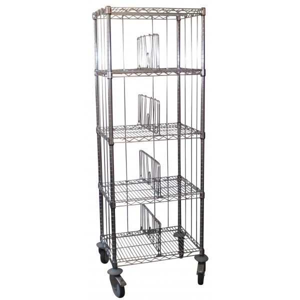 Chariot à linge modulaire et résistant - 8 à 32 casiers - Acier chromé - Weppes Solutions_0