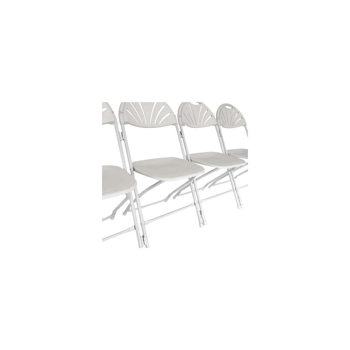10 chaises pliantes blanches anti-feu M2 avec crochets de liaison - usage professionnel intérieur/extérieur_1