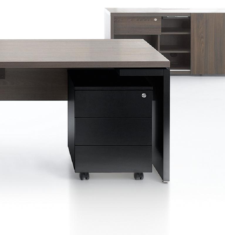 Caisson mobile exécutif Mito - MDD - Blanc, 3 tiroirs_1