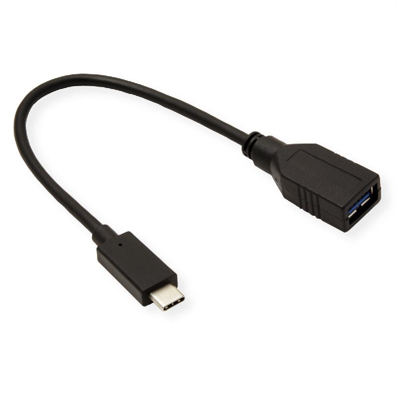 ROLINE Câble USB 3.2 Gen 1, type C - A, M/F, OTG, noir, 0,15 m_1